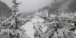 Bolu Dağı'nda kar yağışı devam ediyor