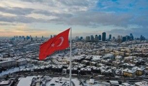 Beyaza bürünen İstanbul Boğazı havadan görüntülendi