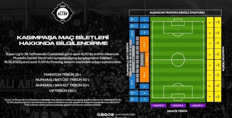 Altay - Kasımpaşa maçının biletleri satışta
