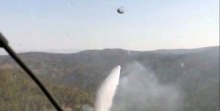 TSK’nın 10 ton su atan Chinook helikopteri Muğla’daki yangında göreve başladı
