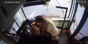 İzmir’de ESHOT’ta görevli kadın şoföre saldırı anı kamerada