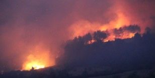 Muğla-Denizli sınırındaki yangını söndürme çalışmaları sürüyor