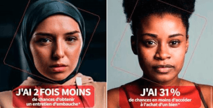 Fransa'da ayrımcılık karşıtı kampanyada başörtülü kadınlara da yer verildi