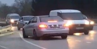 Bursa’da ters şeritten giden otomobil, ölüme meydan okudu
