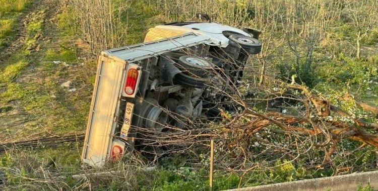 Bursa’da kontrolden çıkan kamyonet şarampole uçtu: 2 yaralı
