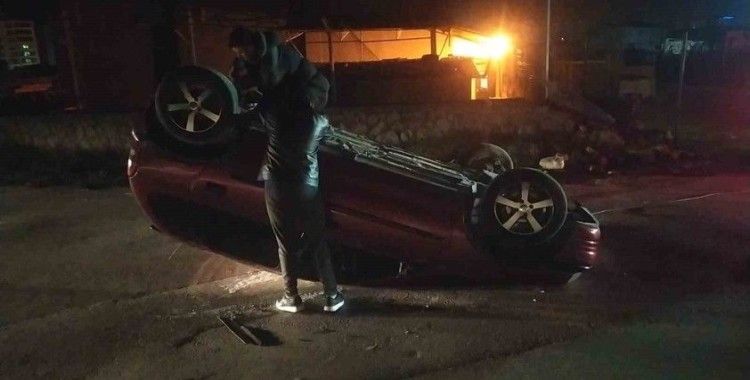 Kontrolden çıkan otomobil takla attı, sürücü ölümden döndü
