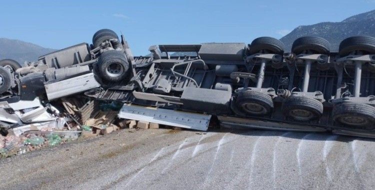 Devrilen tur yolu ulaşıma kapattı