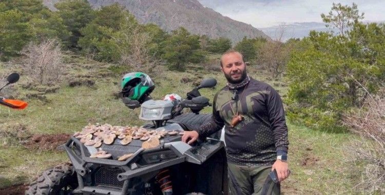 ATV ve kros motorlarla çıktıkları 3 bin rakımda mantar topladılar

