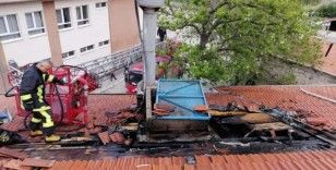 Çatı yangını büyümeden söndürüldü