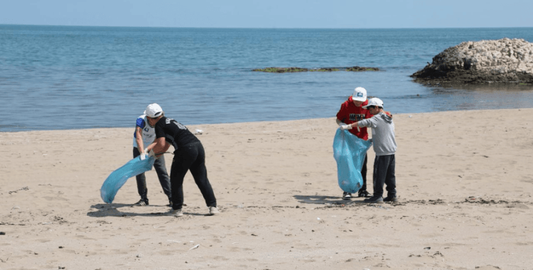 Koruma altındaki kum zambaklarının bulunduğu sahil temizlendi