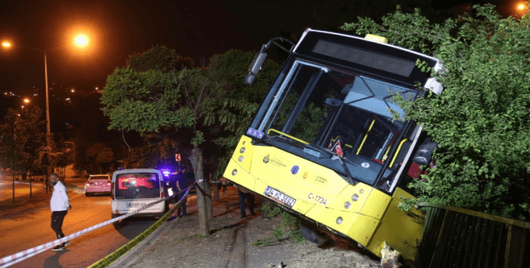 Park halindeki İETT otobüsü evin bahçesine düştü