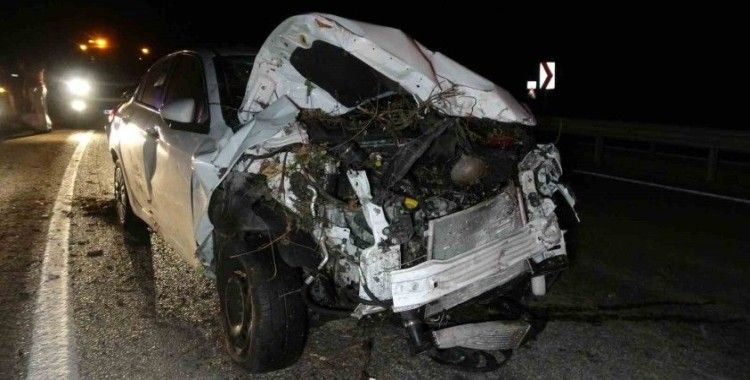 Şarampole uçan otomobilden burunları kanamadan çıktılar
