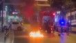 Beşiktaş’ta seyir halindeki motosiklet alev alev yandı
