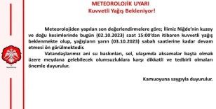 Niğde Valiliği Sağanak Yağış İçin Uyarıda Bulundu
