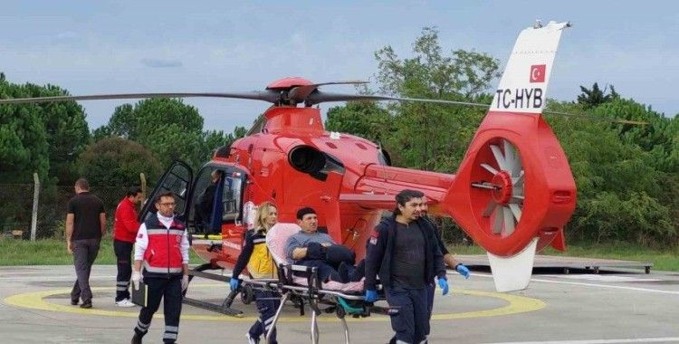 Kalp krizi geçiren vatandaş için ambulans helikopter havalandı
