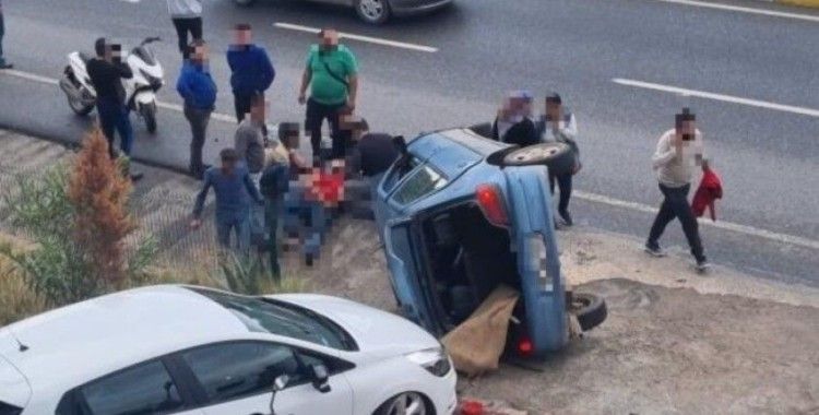 Milas’ta kontrolden çıkan otomobil takla attı: 2 yaralı
