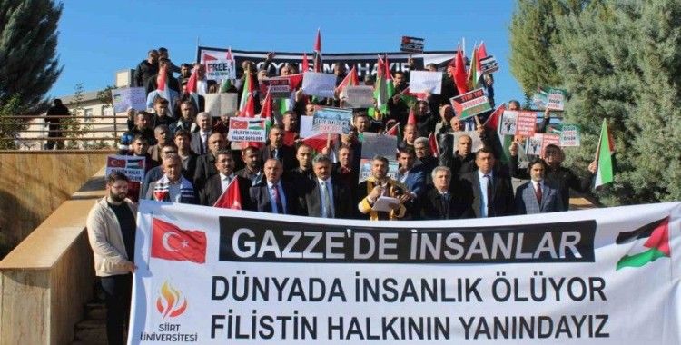 Siirt’te akademisyen ve öğrencilerden İsrail’e tepki, Filistin’e destek
