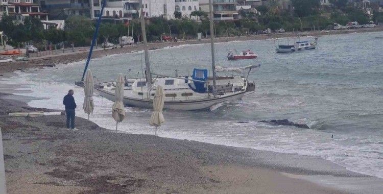 Yelkenli karaya vurdu
