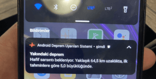 Android telefonlara depremden önce bildirim geldi