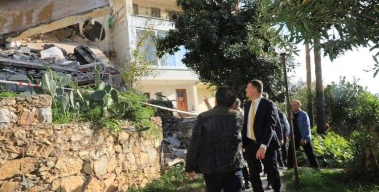 Alanya’da yıkılan binada inceleme
