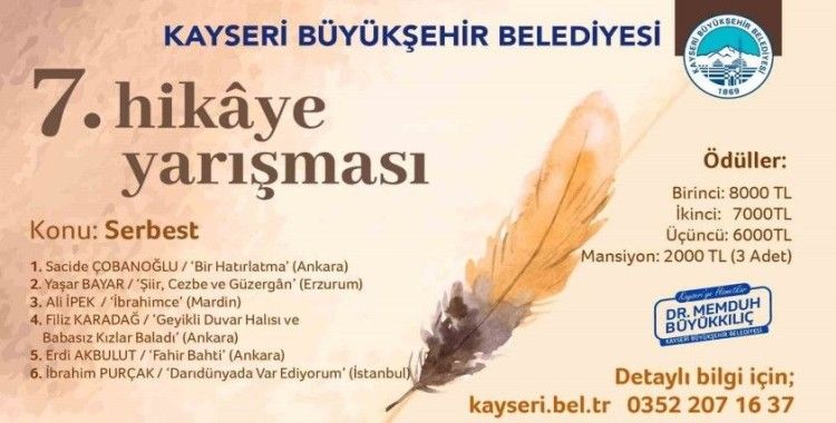 Büyükşehir’in 7’nci hikâye yarışması sonuçlandı

