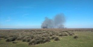 Kızılırmak Deltası Kuş Cenneti'nde sazlık alandaki yangına müdahale ediliyor