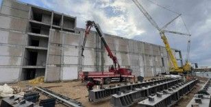 Serik Kongre ve Kültür Merkezi inşaatında duvar imalatları tamamlandı
