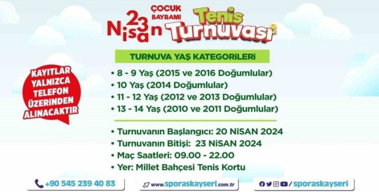 Büyükşehir’in Yeni Tenis Kortu’nda 23 Nisan’a özel turnuva
