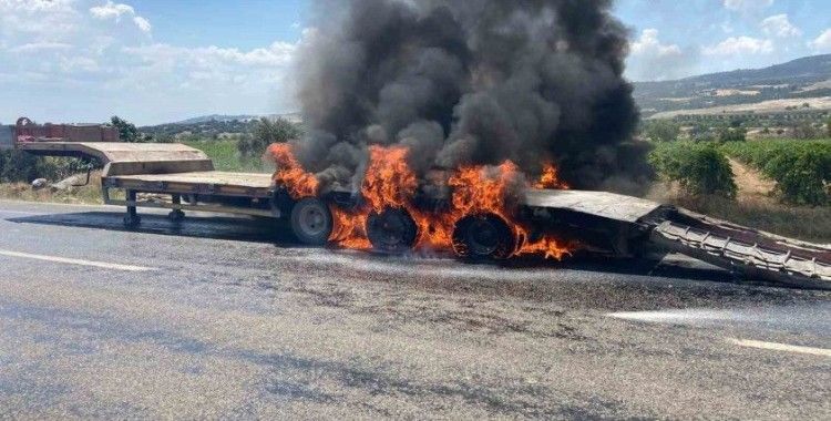 Patlayan lastik yangına neden oldu