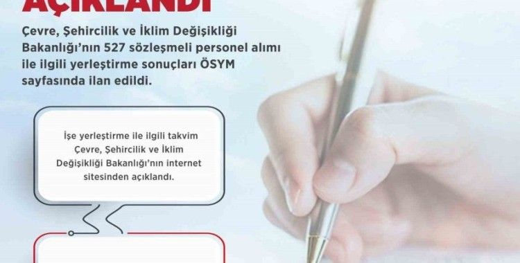 Çevre, Şehircilik ve İklim Değişikliği Bakanlığı’na sözleşmeli personel yerleştirme sonuçları açıklandı
