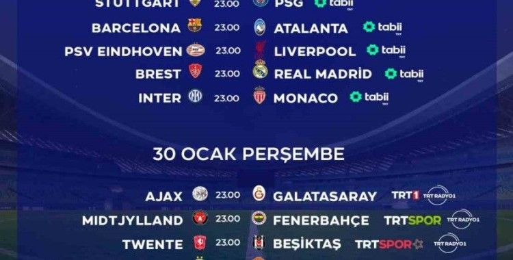 TRT’de 2 günde 16 UEFA maçı canlı yayınlanacak
