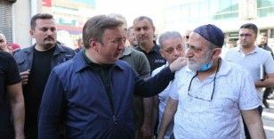 Vali Aydoğdu, Buğday Meydanı esnafına geçmiş olsun dileklerini iletti
