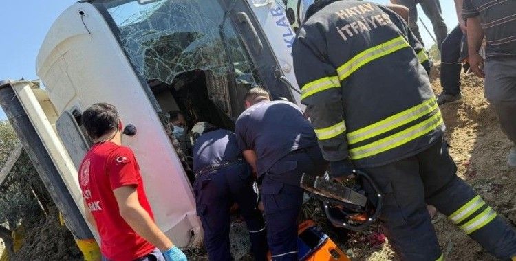 Yan yatan hafriyat kamyonunun sürücüsü yaralandı
