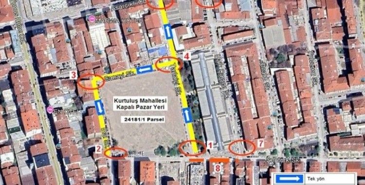 Kurtuluş Kapalı Pazar Yeri inşaatı için trafik düzenlemesi
