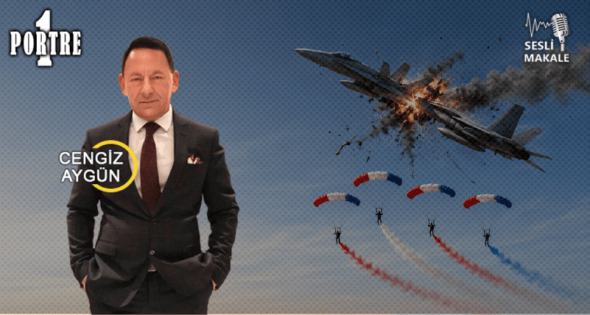 Havada iki Amerikan savaş uçağı çarpışıyor ve dörtlü paraşüt gösterisi başlıyor